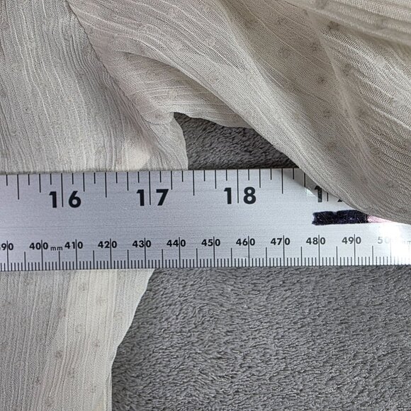 Womens Fossil White Sheer Dot Pattern Blouse Long Sleeve 100% Polyester Size XS - Picture 6 of 8